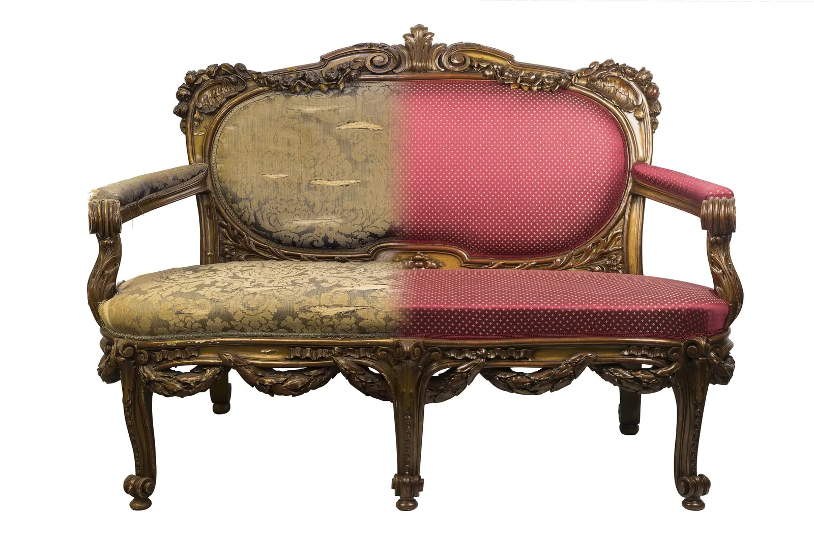 Before and after upholstery repair