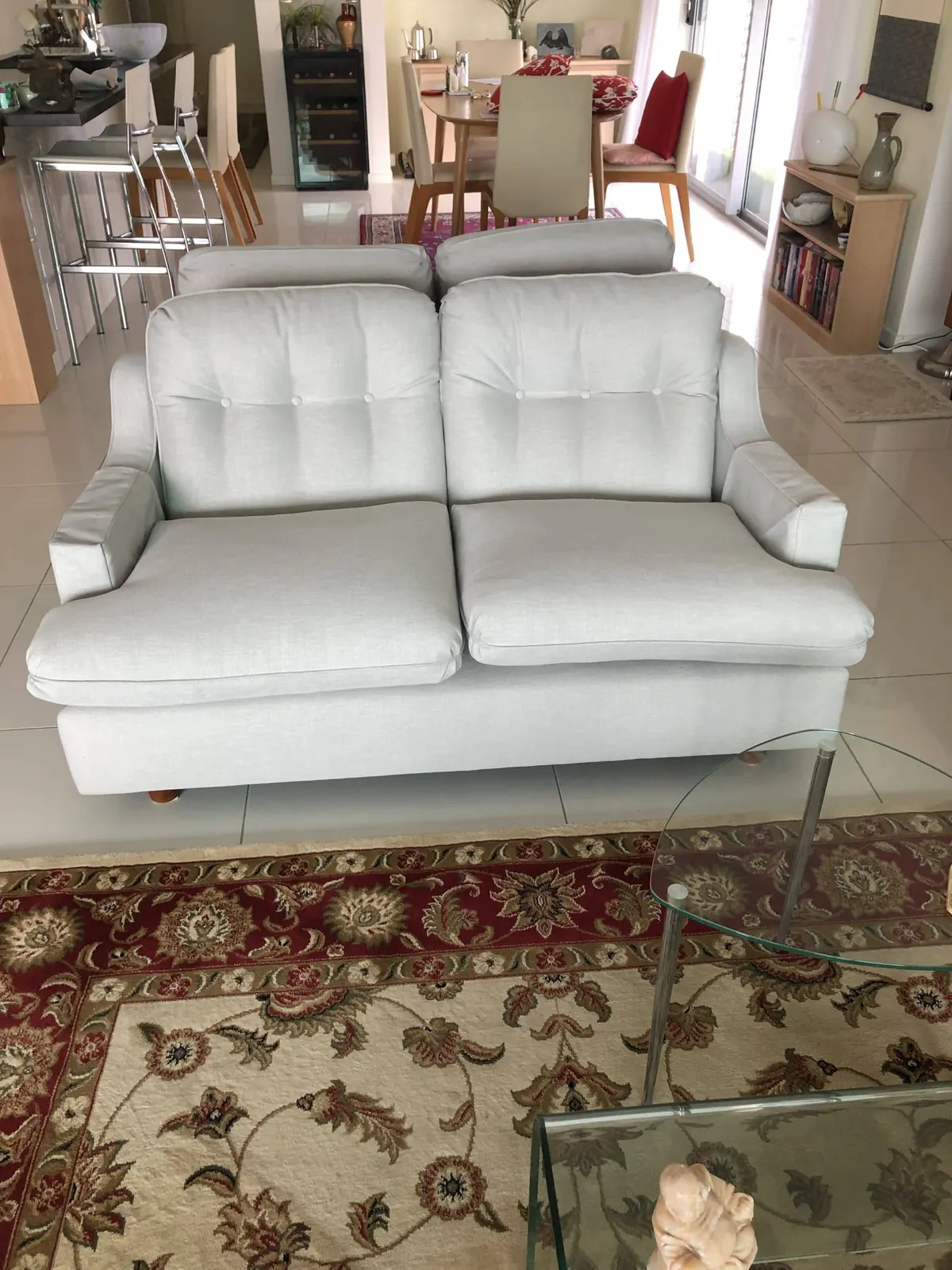 Reupholstered 2 seater couch, Burleigh
